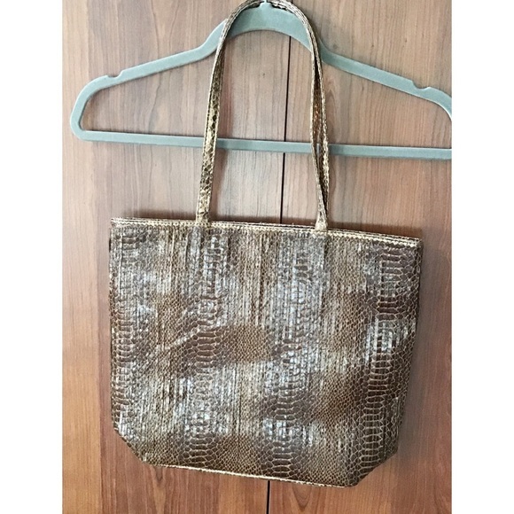 Brown and Gold Snakeskin Shoulder Bag NWOT - Picture 3 of 7